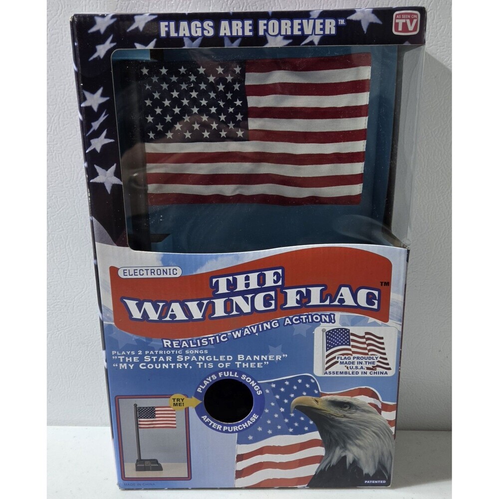 The Waving Flag Electronic American Flag-Plays 2 Songs As Seen On TV! New in Box
